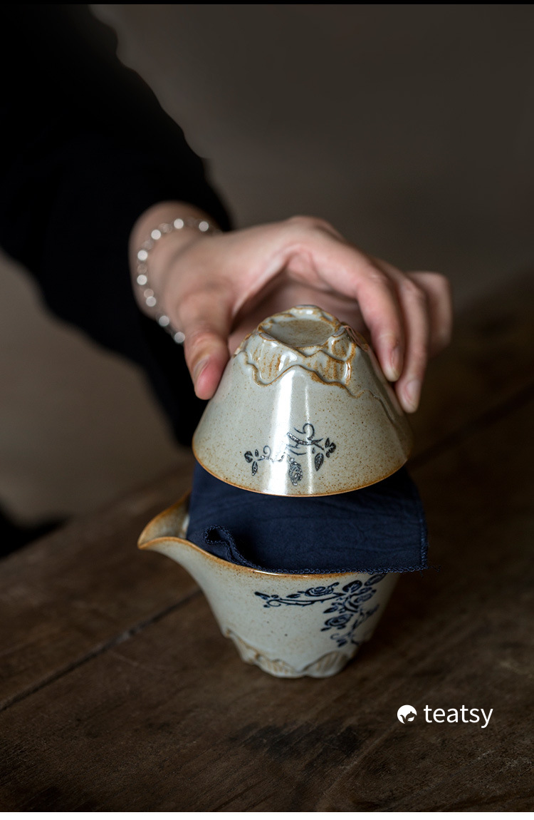 [SALE]“Grass Wood Gray” - Handmade Antique Style Portable Easy Brew Gaiwan Tea Set with Protective Case-TeaTsy Official Website