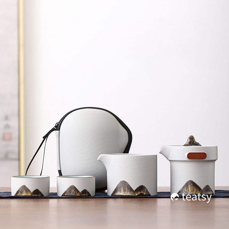 [SALE]“Breeze From Mountain Afar” - Handmade Black Pottery Easy Brew Tea Set With Protective Case-TeaTsy Official Website