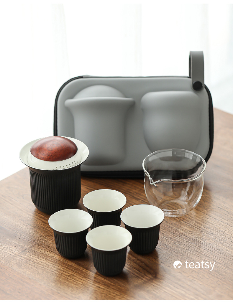 [SALE]“Red-crowned Crane” - Japanese Style Hand-made Ceramic Travel Tea Set-TeaTsy Official Website