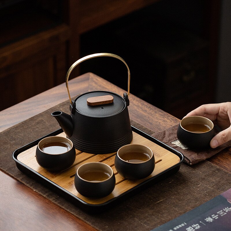 SALE]Kyoto - Japanese Style Black Pottery Tea Set