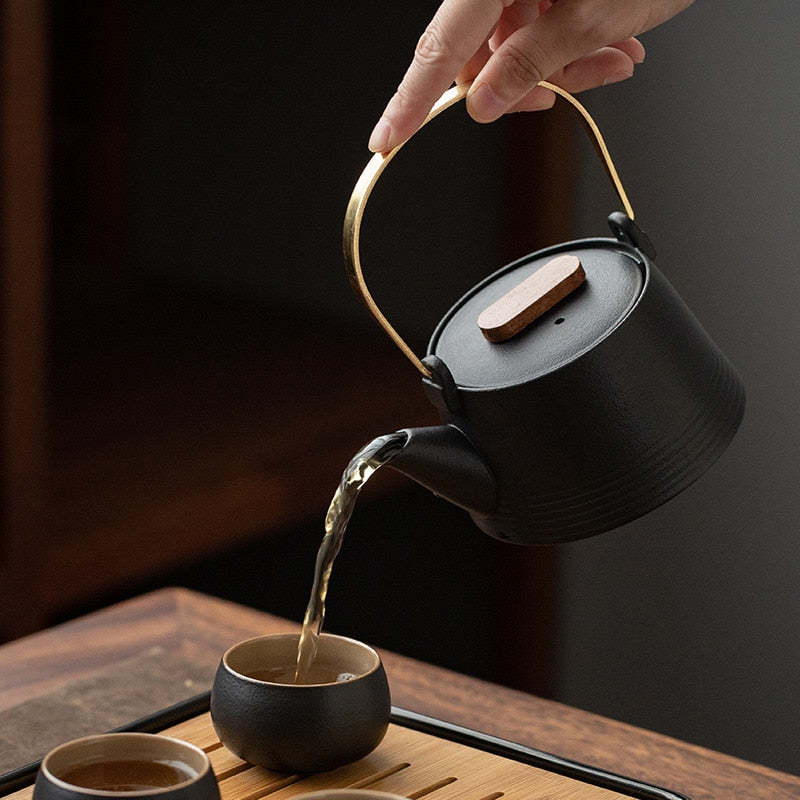 [SALE]"Kyoto" Japanese Style Black Pottery Tea Set