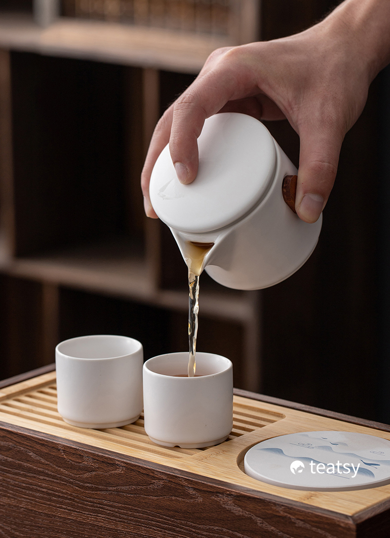 [SALE]"Untitled" Handmade Japanese Style White/Black Porcelain Gift Teaset-TeaTsy Official Website