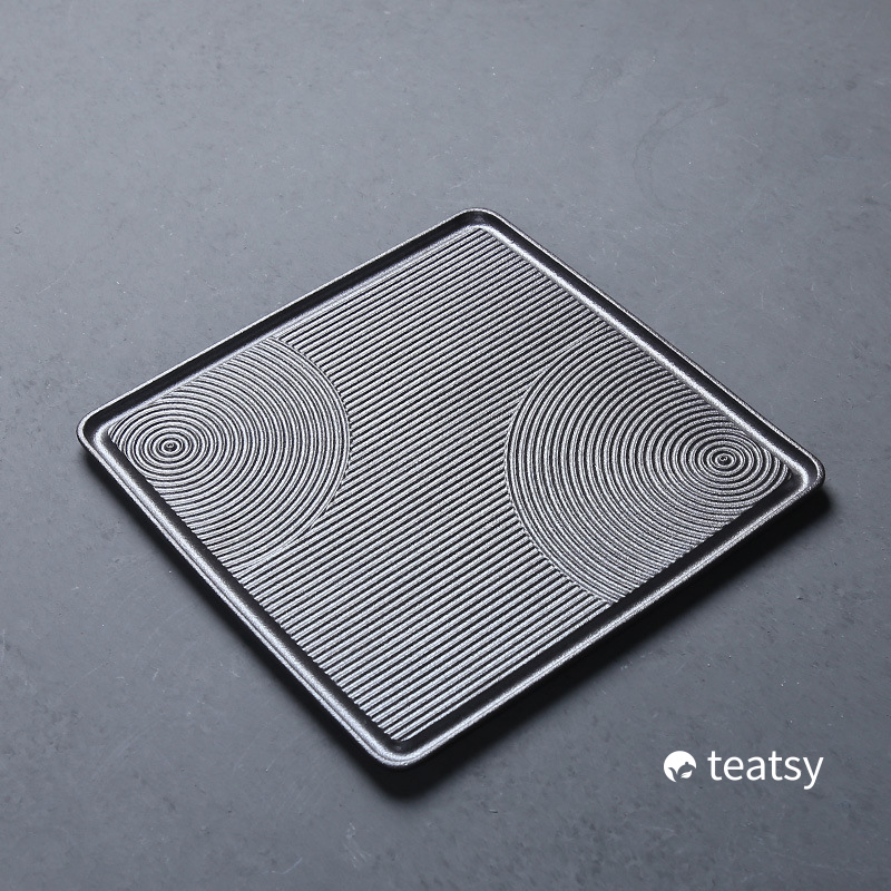[SALE]"Karesansui" - Handmade Japanese Style Black Pottery Tea Tray-TeaTsy Official Website