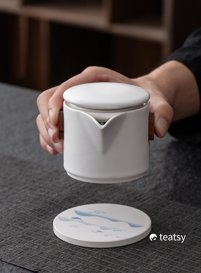 [SALE]"Untitled" Handmade Japanese Style White/Black Porcelain Gift Teaset-TeaTsy Official Website