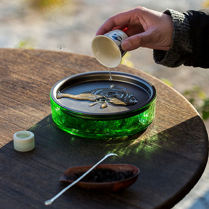 “Green Ocean” Pot Holder/Tea Tray with Tin Cover-TeaTsy Official Website