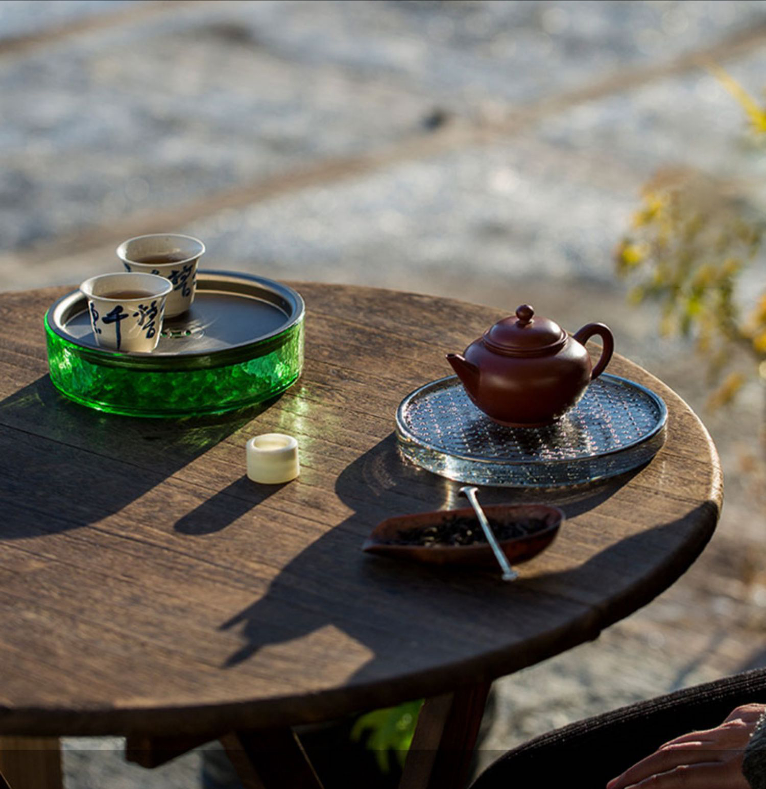 “Green Ocean” Pot Holder/Tea Tray with Tin Cover-TeaTsy Official Website