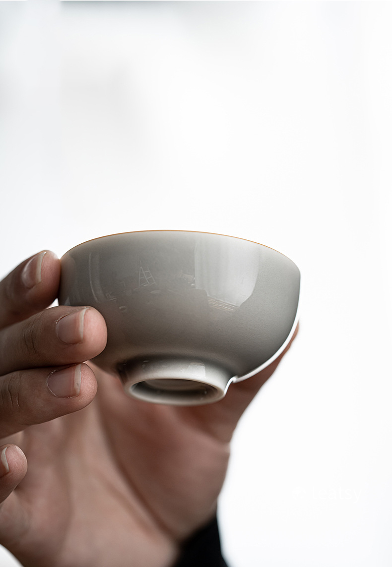 [SALE]“Mountain Silhouette”Handmade Ice-gray Glaze Ceramic Easy Brew Gaiwan Teaset (Double-cup) With Protective Case-TeaTsy Official Website