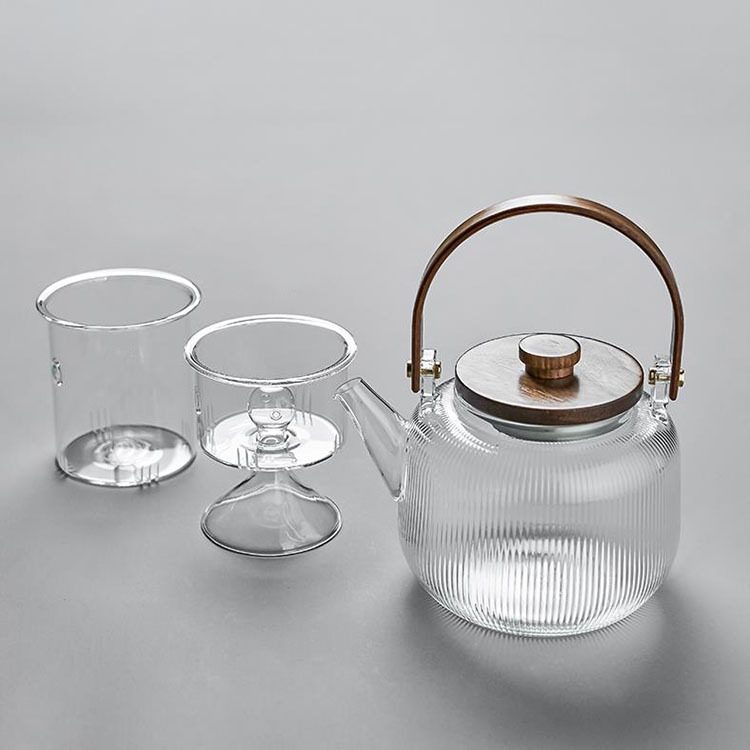 Serendipity - High-grade Borosilicate Glass Teapot with Wooden Overhead