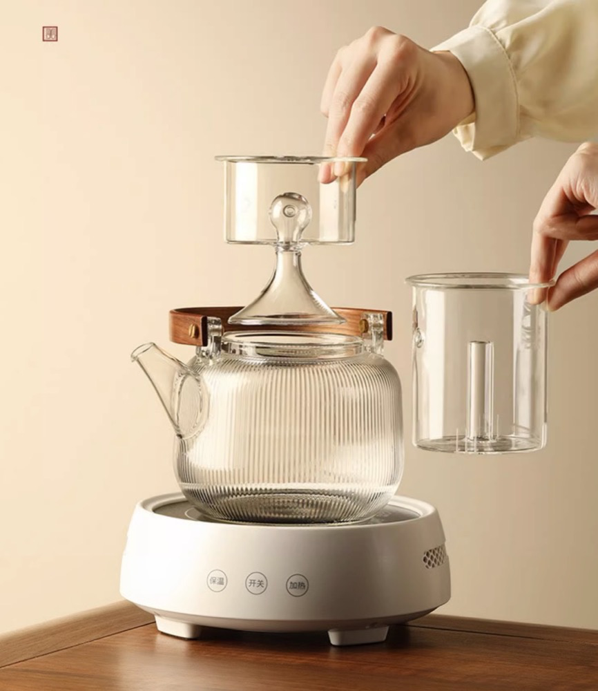 Bear Glass and Stainless Steel Electric Tea Kettle with Lift-out