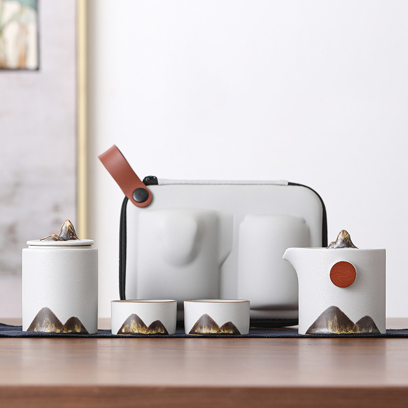 [SALE]“Breeze From Mountain Afar” - Handmade Black Pottery Easy Brew Tea Set With Protective Case-TeaTsy Official Website