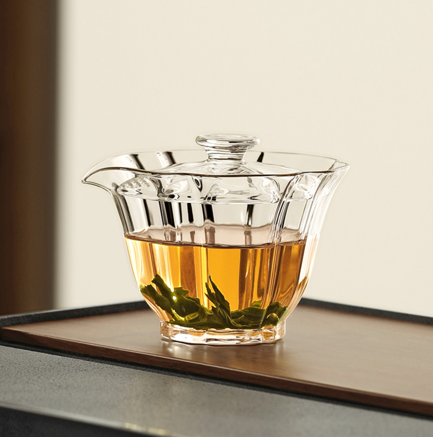 [Winter SALE]"Petal" - Antique Style High-borosilicate Glass Shiboridashi/Easy Gaiwan Teapot (170ml)-TeaTsy Official Website