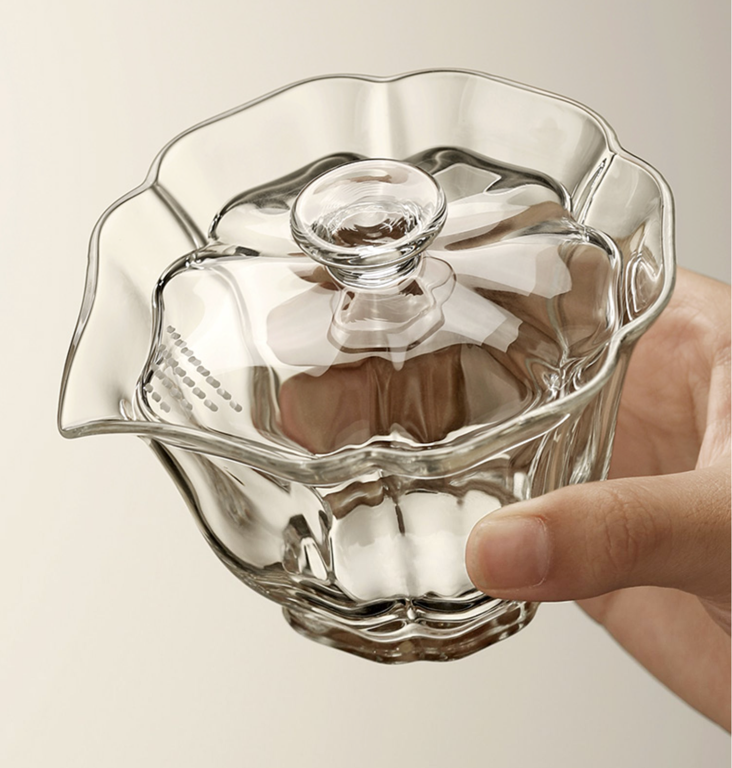 "Petal" - Antique Style High-borosilicate Glass Shiboridashi/Easy Gaiwan Teapot (170ml)-TeaTsy Official Website