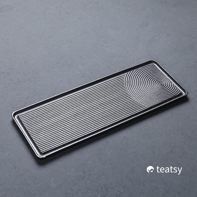 [SALE]"Karesansui" - Handmade Japanese Style Black Pottery Tea Tray-TeaTsy Official Website