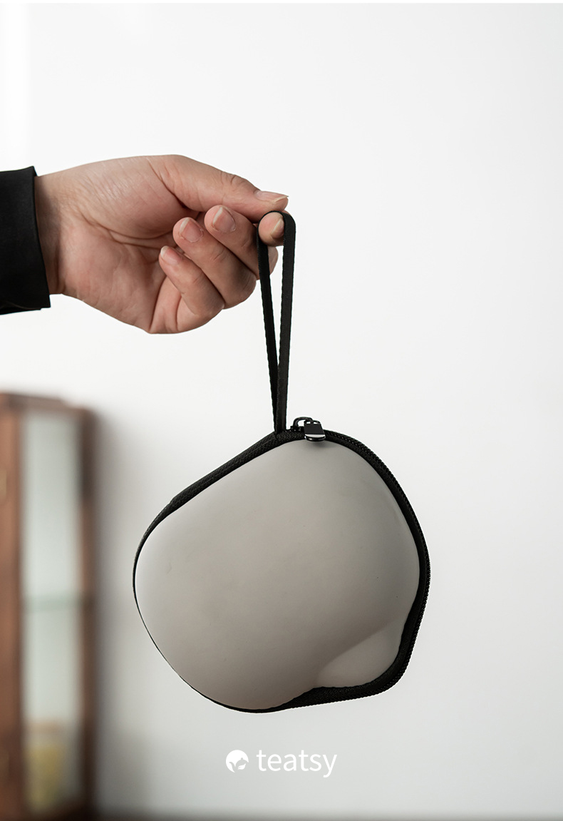 [SALE]“Mountain Silhouette”Handmade Ice-gray Glaze Ceramic Easy Brew Gaiwan Teaset (Double-cup) With Protective Case-TeaTsy Official Website