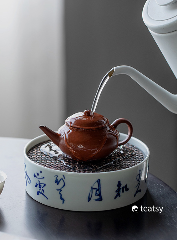 [SALE]“Bamboo Shadow” Pot Holder/Tea Tray with Tin Cover-TeaTsy Official Website