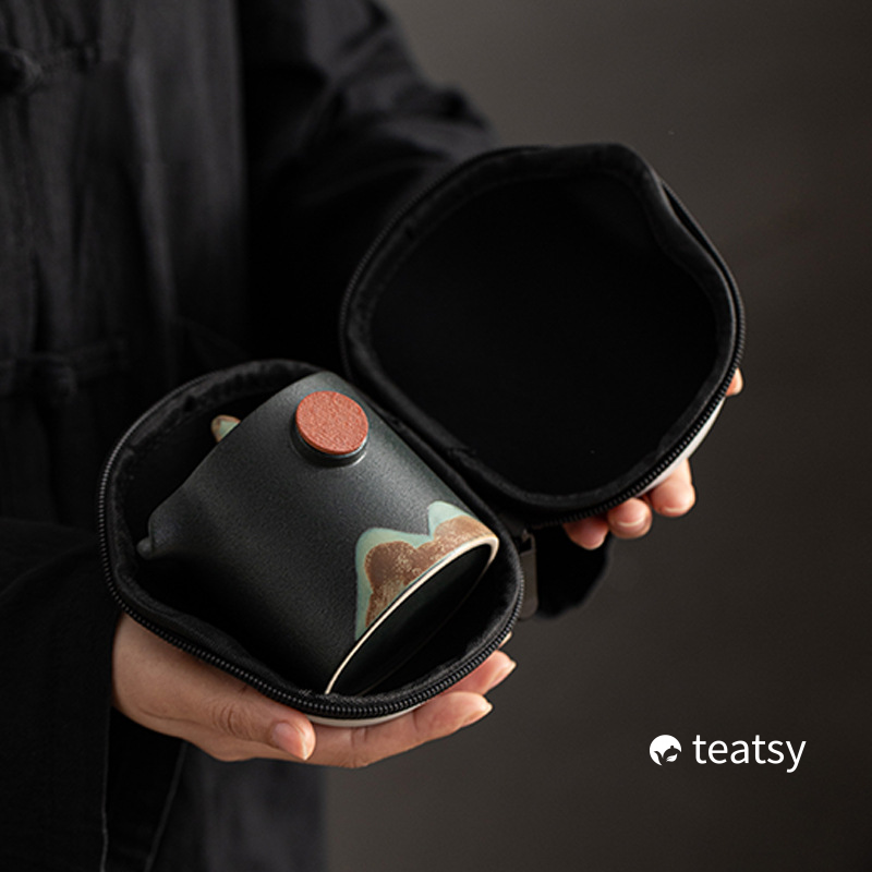 “Breeze From Mountain Afar” - Handmade Black Pottery Easy Brew Tea Set With Protective Case-TeaTsy - For A Good Cup of Tea
