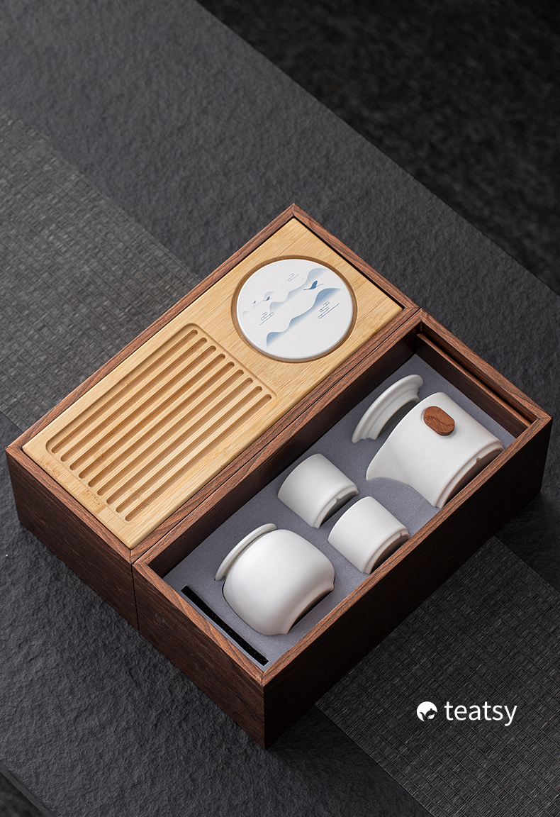 [SALE]"Untitled" Handmade Japanese Style White/Black Porcelain Gift Teaset-TeaTsy Official Website