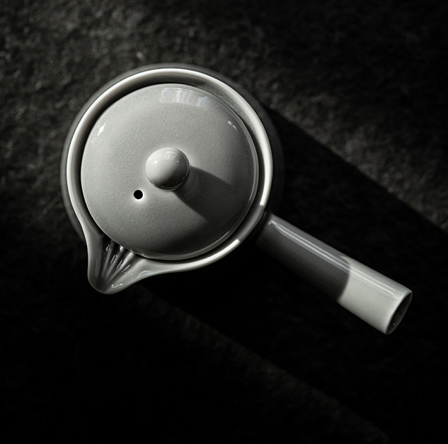 [SALE]“Originless” Handmade Ice-gray Glaze Ceramic Teapot With Side Handle-TeaTsy Official Website