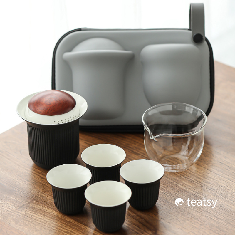 [SALE]“Red-crowned Crane” - Japanese Style Hand-made Ceramic Travel Tea Set-TeaTsy Official Website