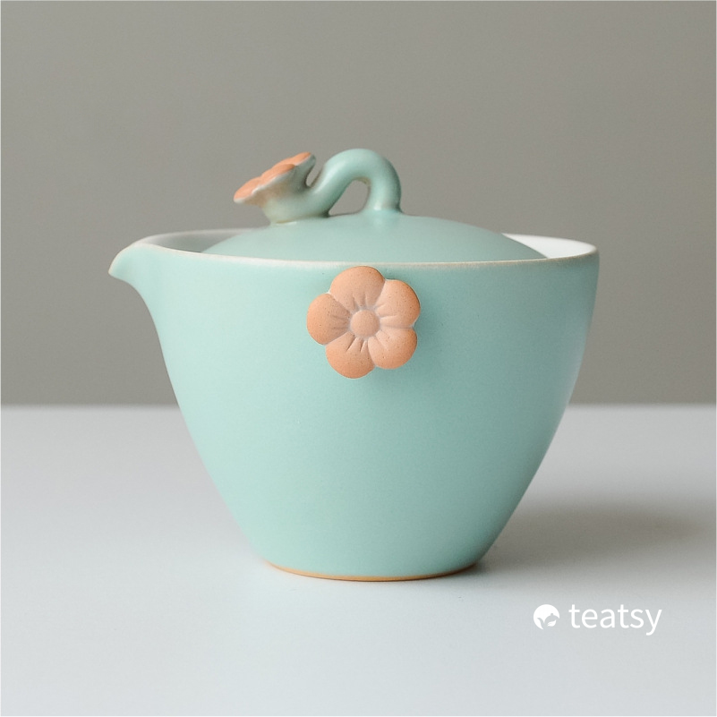 [SALE]“Plum Blossom” - Handmade Pottery Easy Brew Gaiwan Tea Set-TeaTsy Official Website