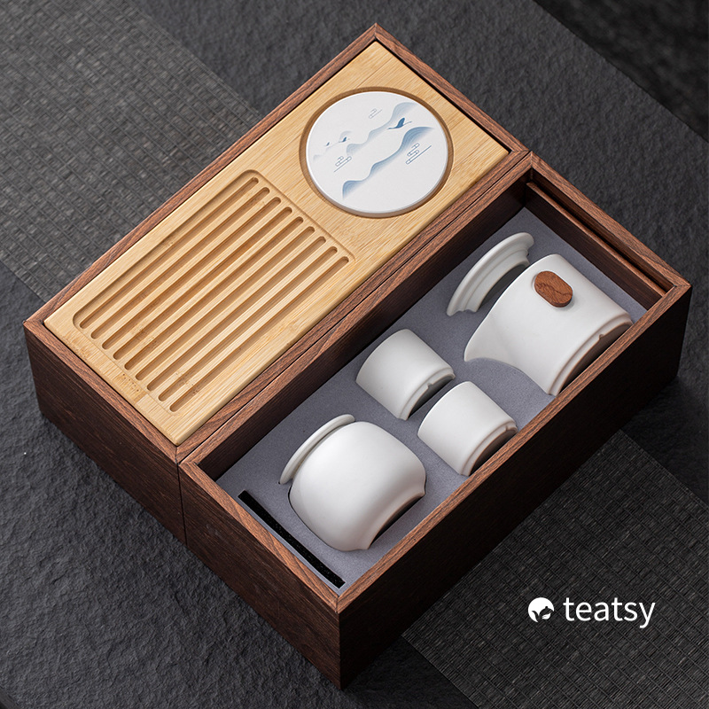 "Untitled" Handmade Japanese Style White/Black Porcelain Gift Teaset-TeaTsy Official Website