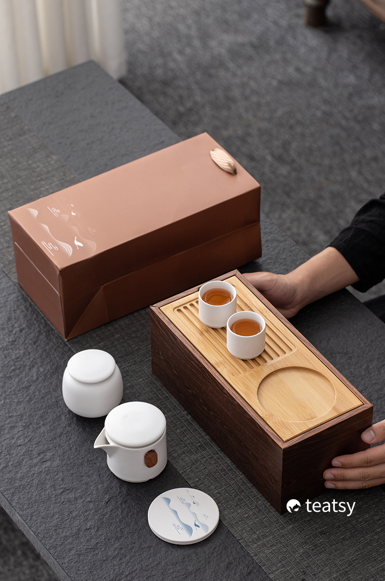 [SALE]"Untitled" Handmade Japanese Style White/Black Porcelain Gift Teaset-TeaTsy Official Website