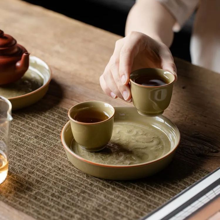 [Winter SALE]"Double Dragon" - Ding Kiln Ceramic Teapot Holder/Tea Tray-TeaTsy Official Website