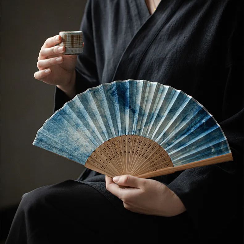 “Deep Ocean” - Antique Style Handmade Folding Fan-TeaTsy Official Website