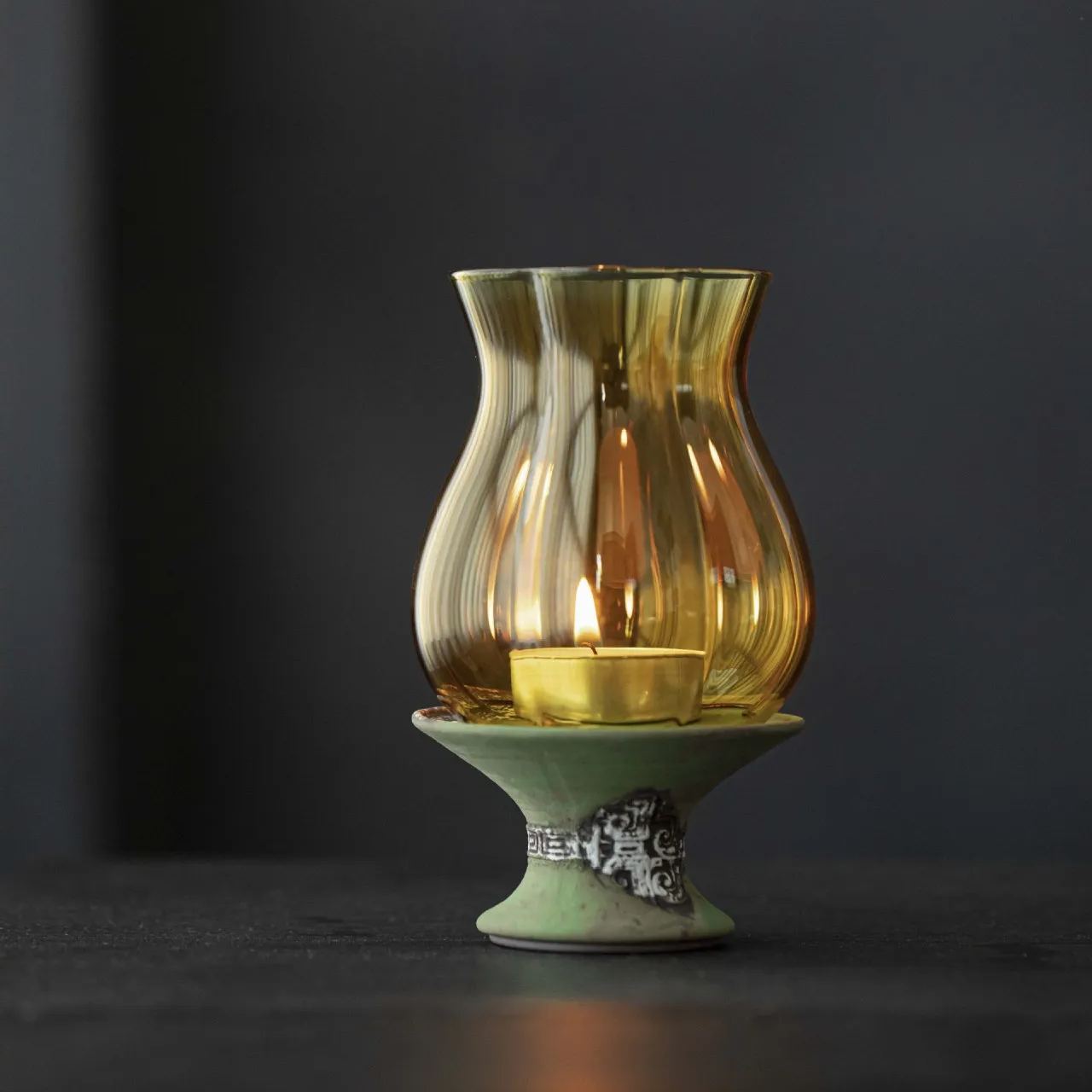 "Blue Robe" - Handmade Ceramic & Glass Candle Holder-TeaTsy Official Website