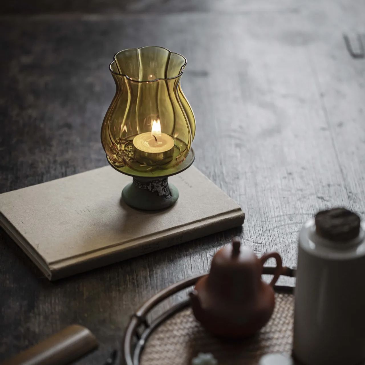 "Blue Robe" - Handmade Ceramic & Glass Candle Holder-TeaTsy Official Website