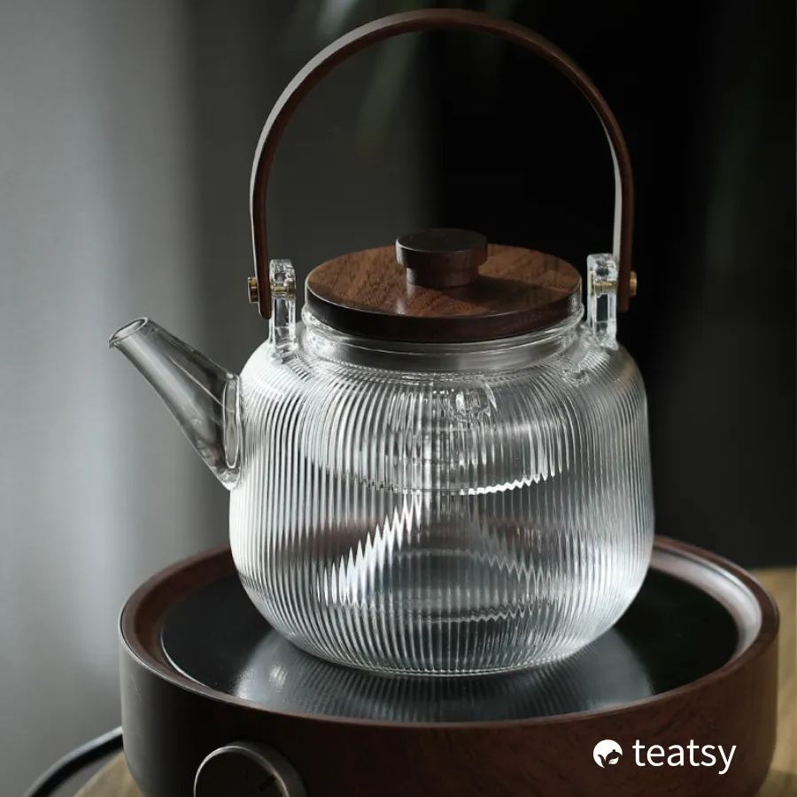 Serendipity - High-grade Borosilicate Glass Teapot with Wooden Overhead