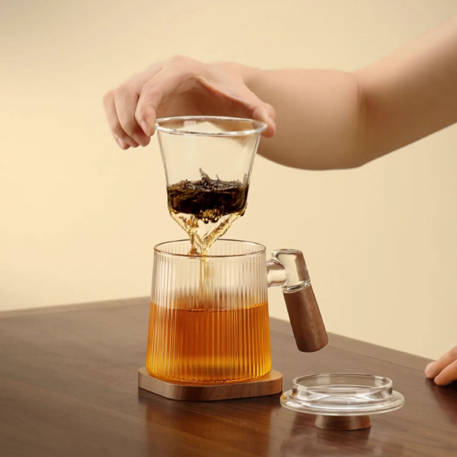 [Winter SALE]“Snowy Sunshine” - High Borosilicate Glass Tea Mug with Infuser (440ml)-TeaTsy Official Website