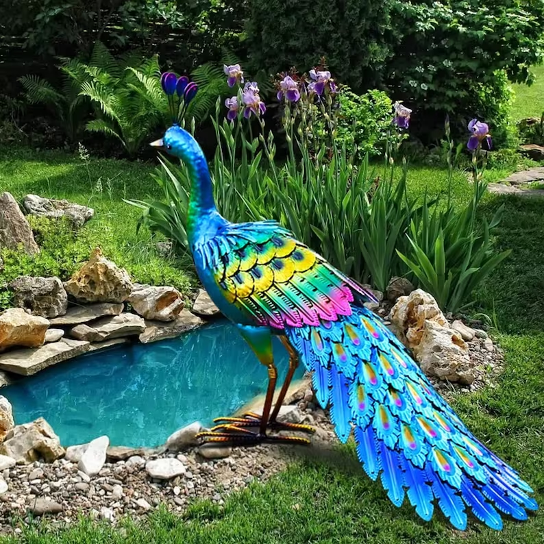 Yard Art Peacock Statue