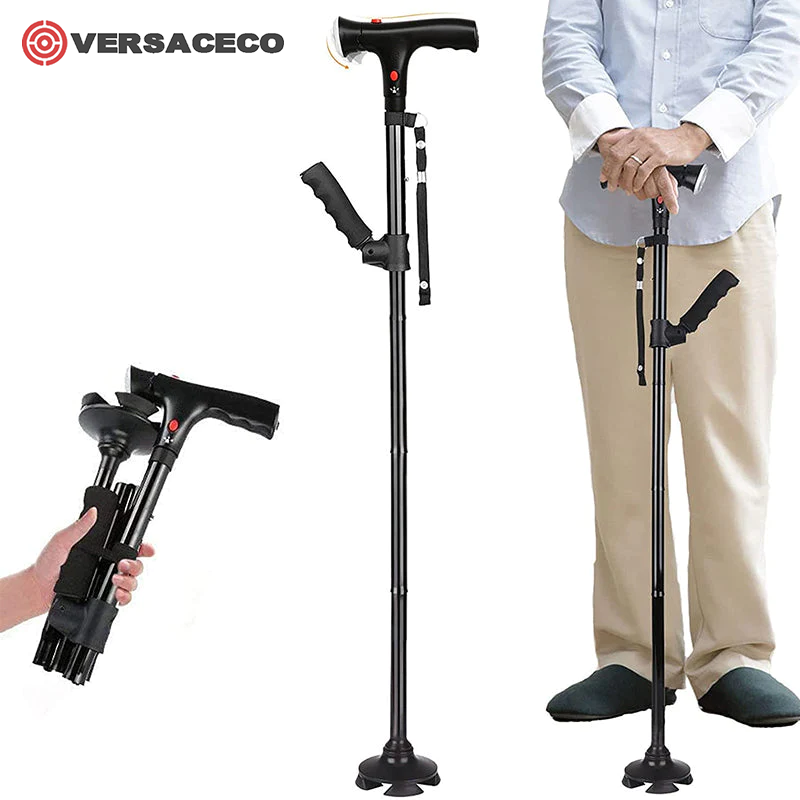Versaceco Adjustable Folding Cane with Led Light
