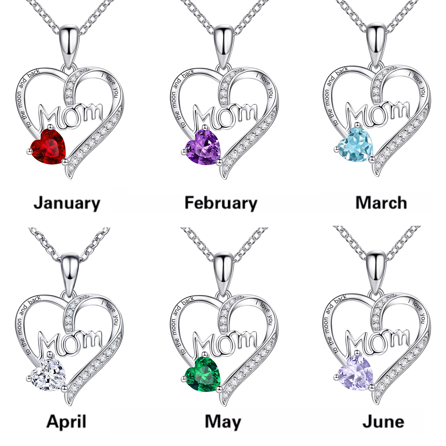 (Free Only Today) Love Mom Forever Birthstone Necklace