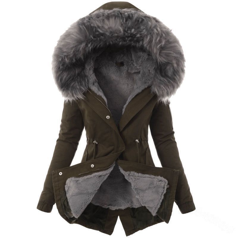 Ladies Fur Collar Casual Thermal Jacket