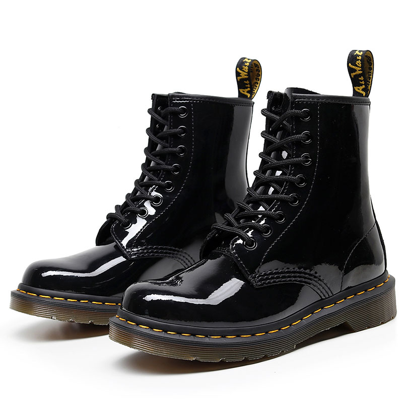 1460 SMOOTH LEATHER LACE UP BOOTS - MIRROR BLACK COLOR