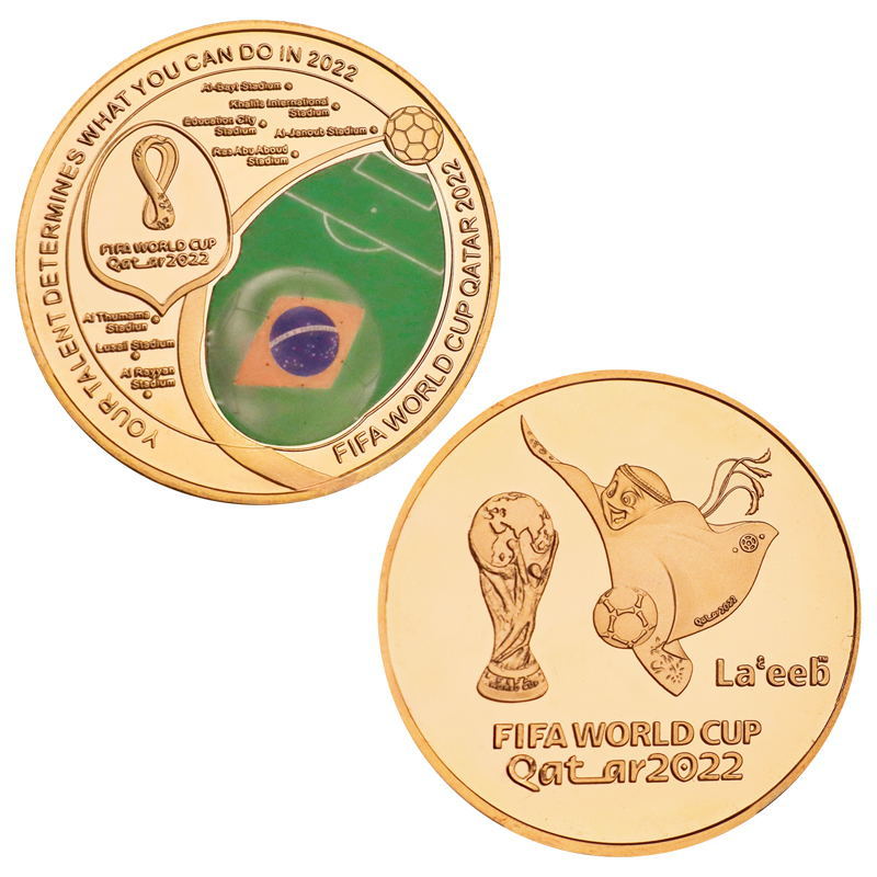 2022 World Cup Commemorative Gold Coin With Case 
