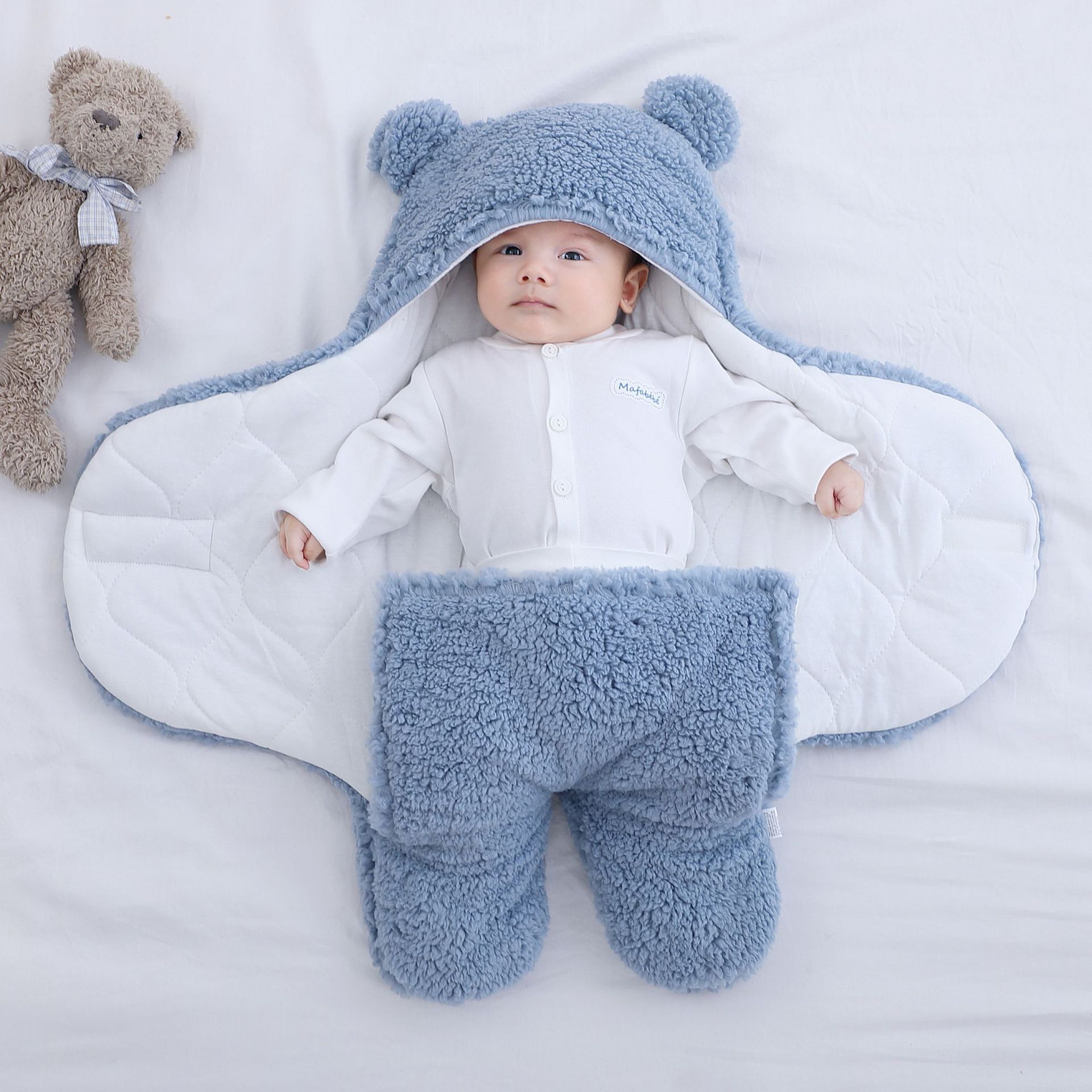👶Cute Animal Style Baby Shearling Swaddling Clothes(0-6 months) 