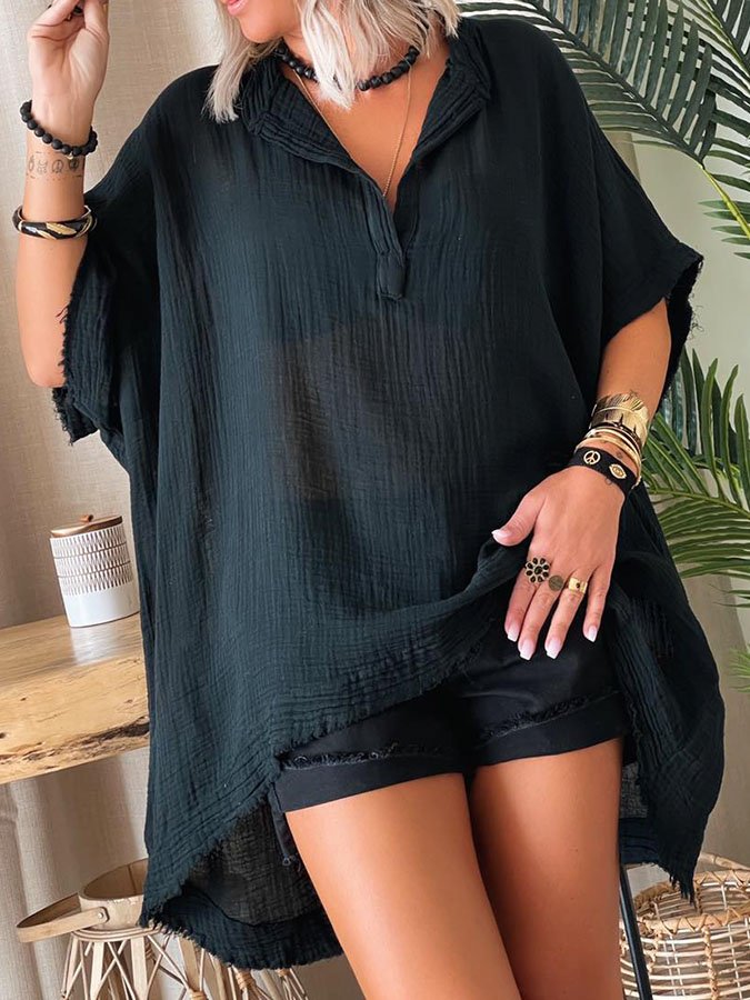 Solid Color Casual Loose T-Shirt-Move Position