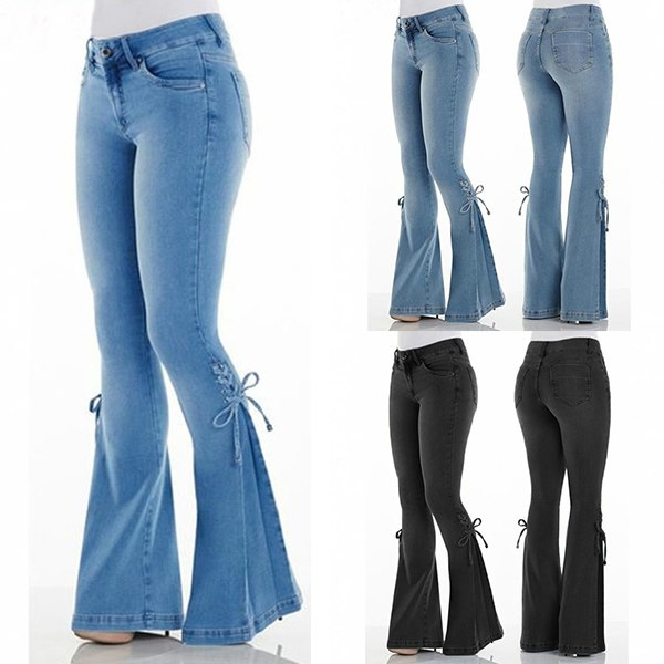 70s Hip Hugger Bell Bottoms Stretchy Jeans-Move Position