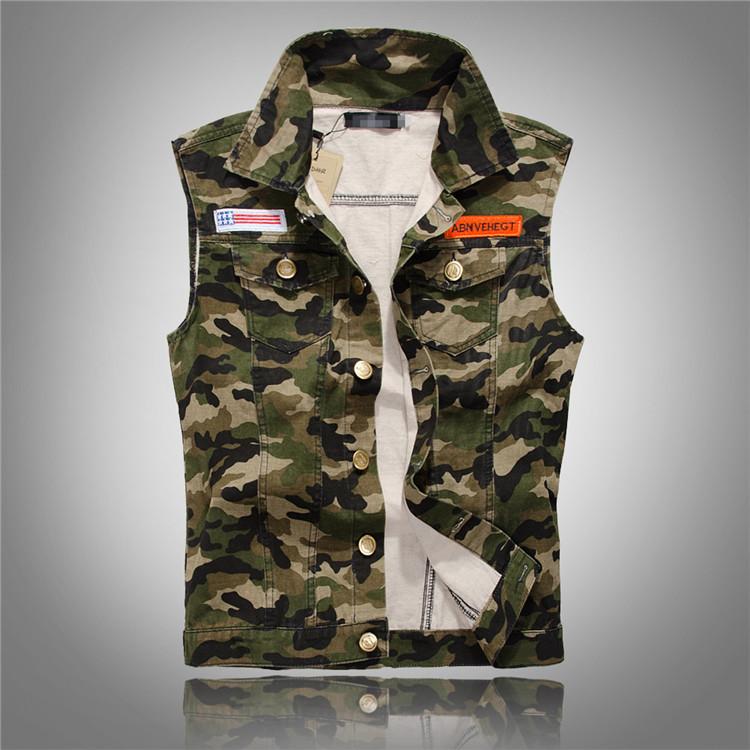 Camouflage casual vest denim waistcoat-Move Position