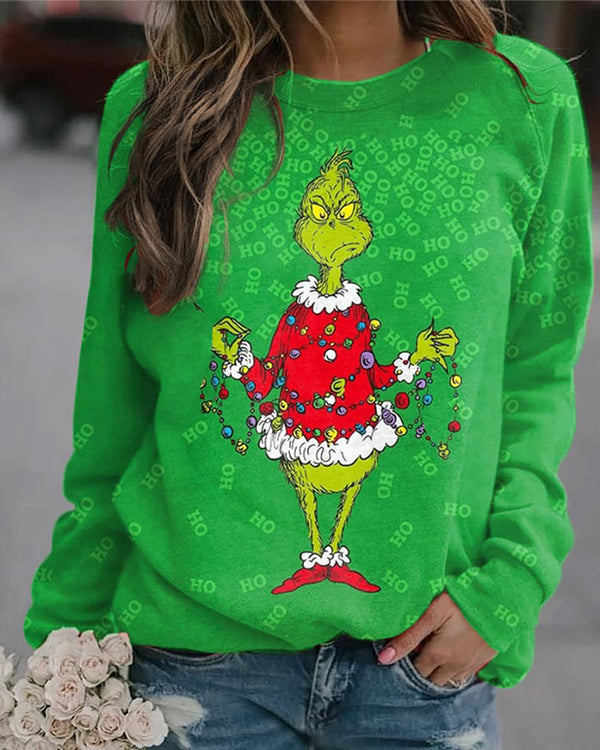 Moveposition™ Women's Christmas Grinch Print Sweatshirt-Move Position