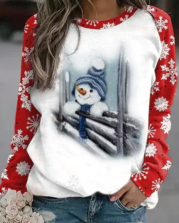Moveposition™ Christmas Snowman Casual Elegant Cotton Blends Sweatshirt-Move Position