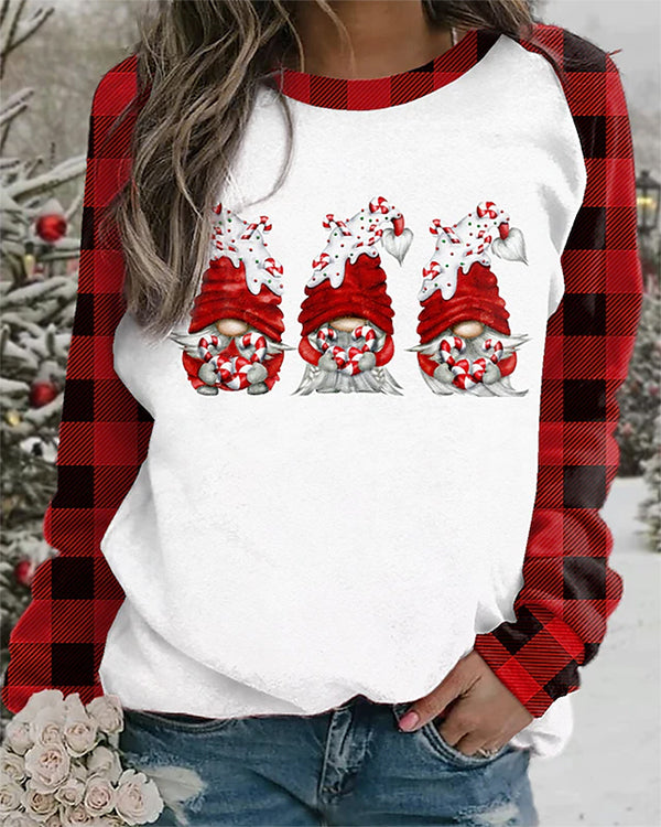 Moveposition™ Christmas Print Crew Neck Long Sleeve Sweatshirt-Move Position