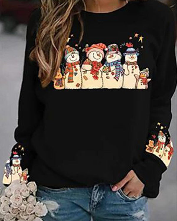 Moveposition™ Christmas Snowman Print Sweatshirt-Move Position