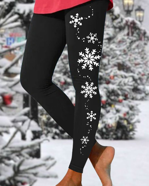 Moveposition™ Snowflake Print Skinny Leggings-Move Position