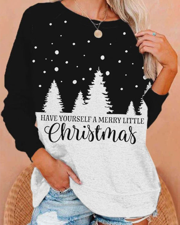 Moveposition™ Merry Christmas Mistoetle Snowflake Print Sweatshirt-Move Position