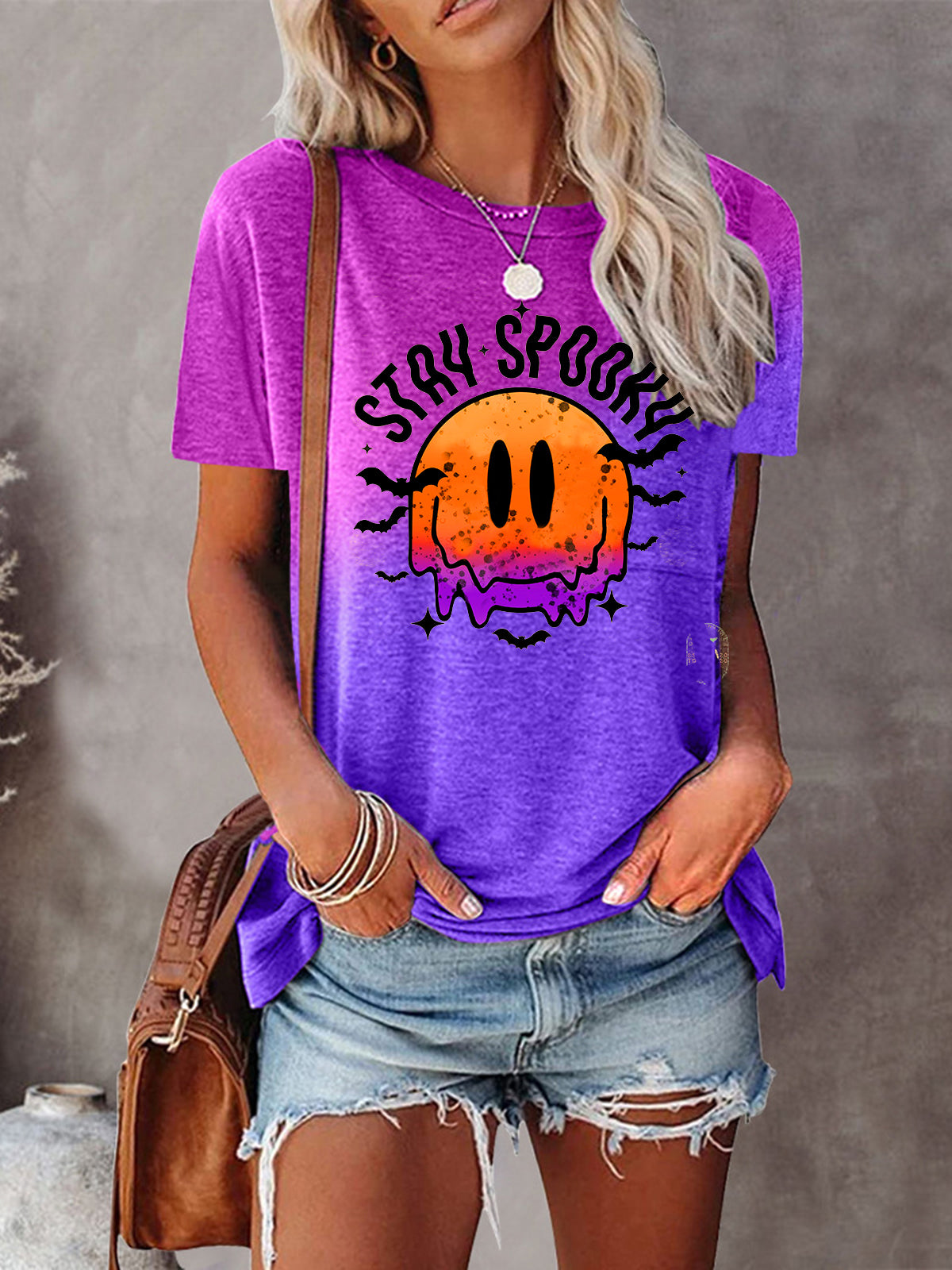 Stay Spooky Funny Saying Tie-Dye Tee-Move Position