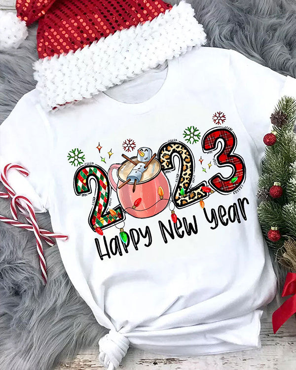 Moveposition™ 2023 Happy New Year Crew-Neck Holiday T-Shirt-Move Position
